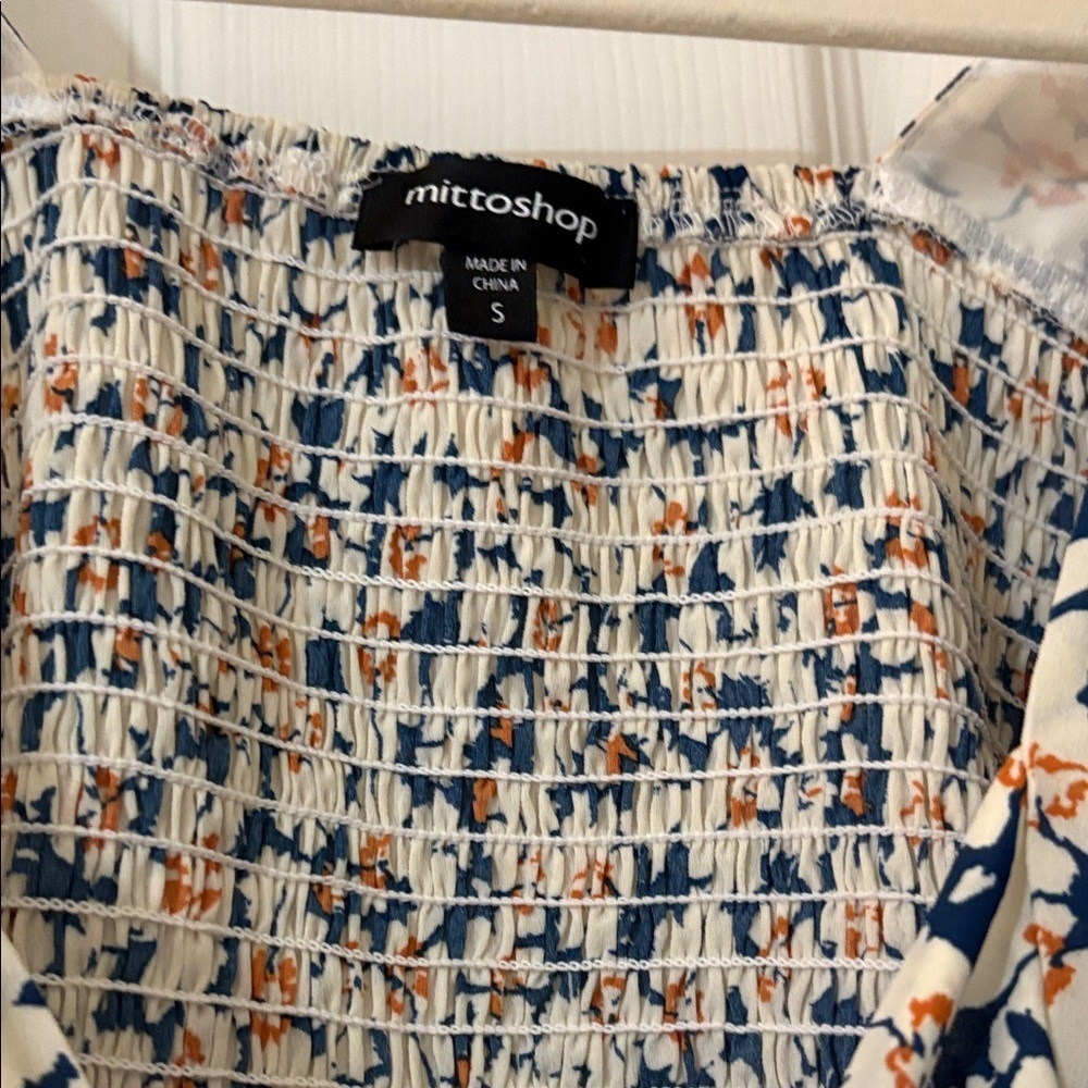 Mittoshop Navy and Orange Floral Blouse small - Picture 4 of 7